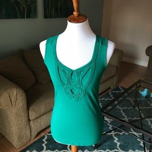 Green tank top with embroidery details